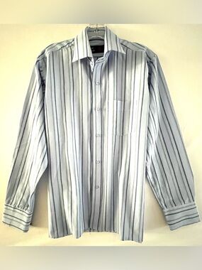 MARKS & SPENCER | Striped Button Down Grandpacore Aesthetic Blue